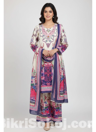 Ready Made Pure dubai silk Digital Print Three Piece